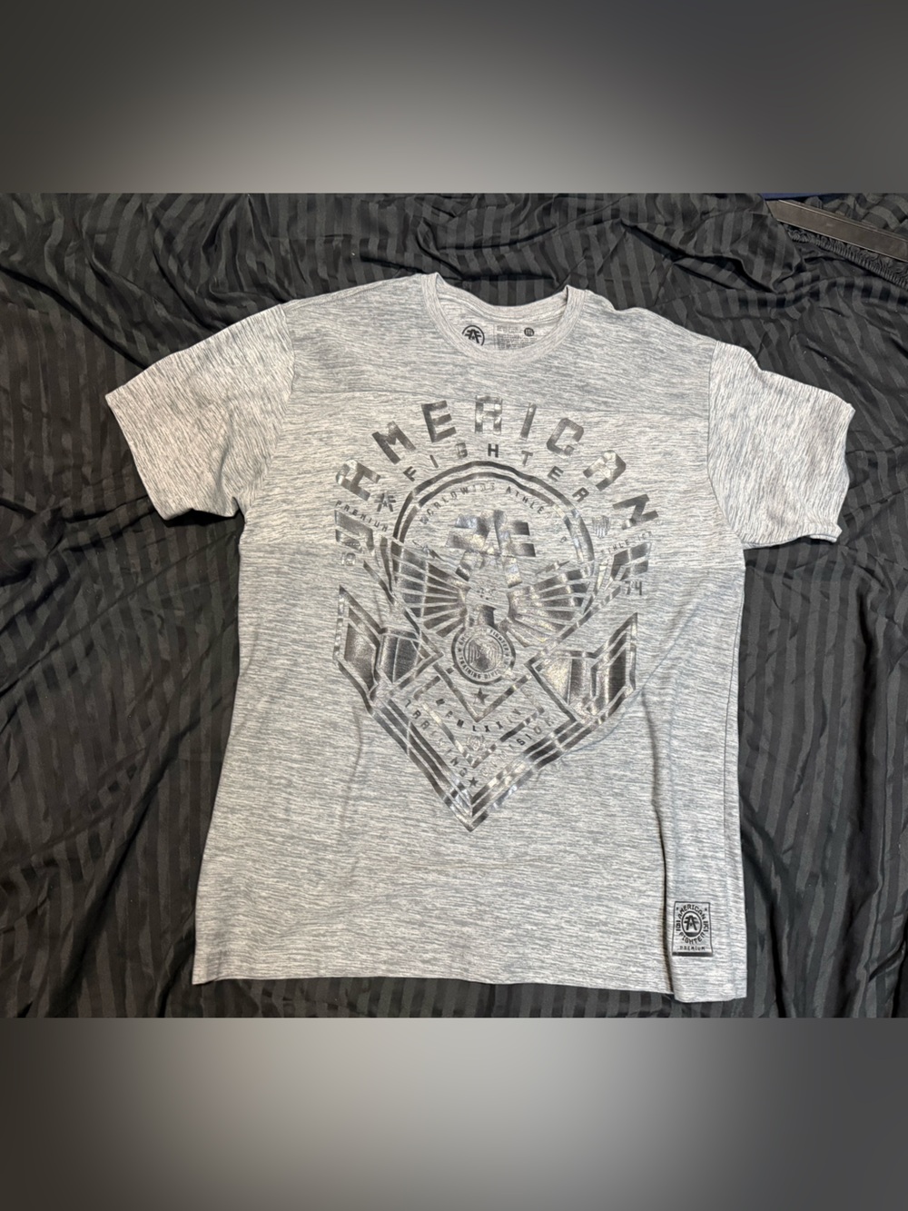 Grey American Fighter T-Shirt with Athletic Crest